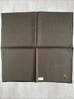 Burberry Brown Plaid Pocket Square with Yellow Accent